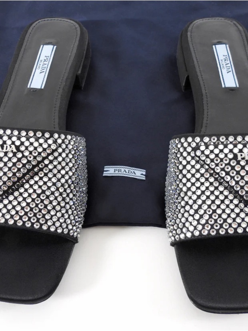 Prada Black Crystal-Studded Slide Mules - Picture 7 of 7